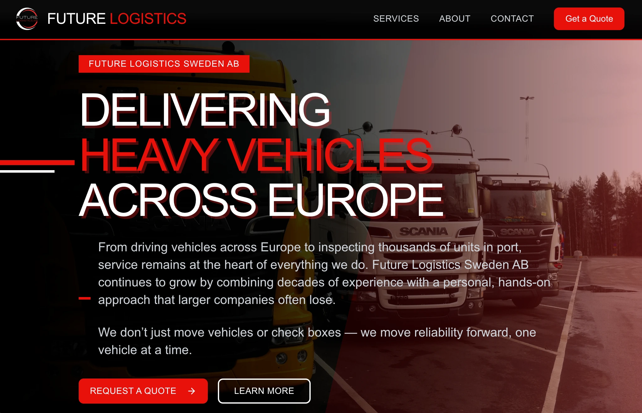 Future Logistics — website screenshot